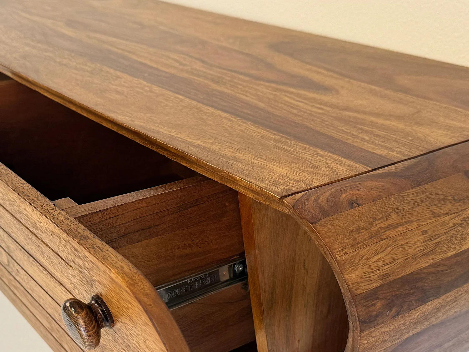 Meuble TV 160 cm Sheesham Massif Tiroirs Compartiments Salon Vintage