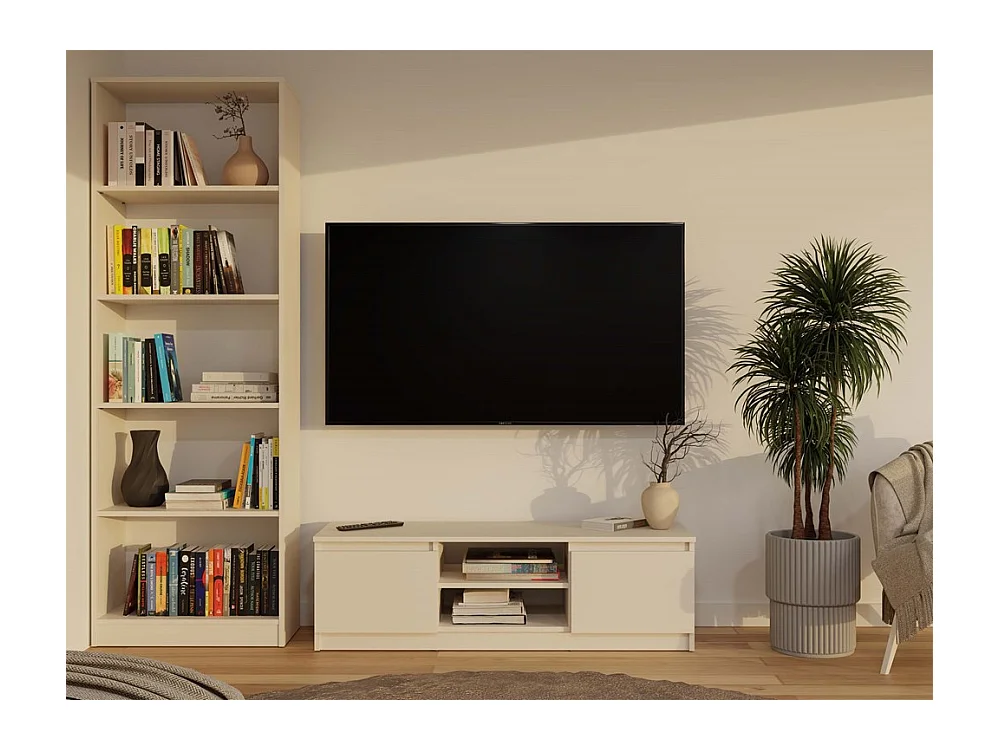 TIVOLI - Meuble TV style moderne - 120x40x36cm - 2 niches + 2 portes - Rangement matériel télé/audio