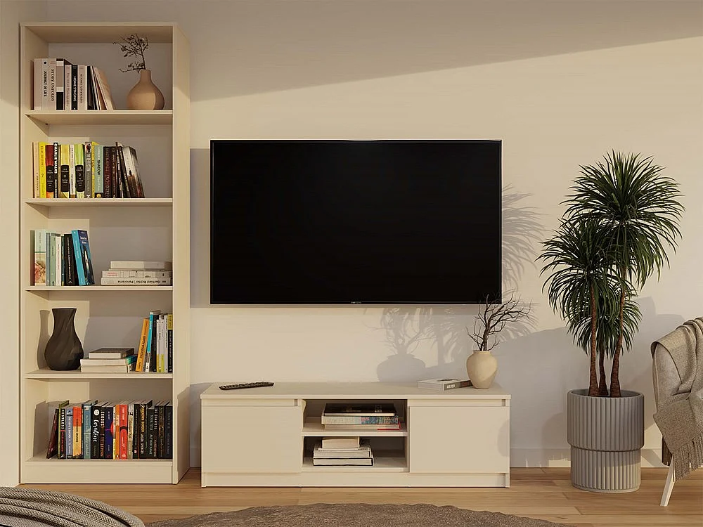 TIVOLI - Meuble TV style moderne - 120x40x36cm - 2 niches + 2 portes - Rangement matériel télé/audio