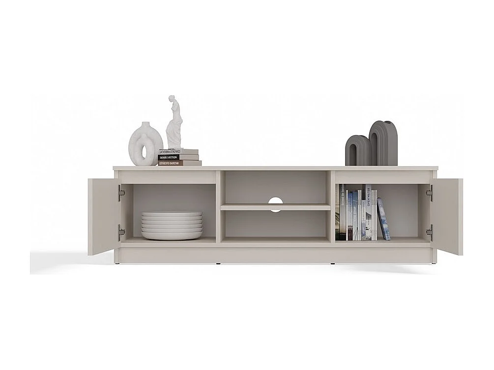 TIVOLI - Meuble TV style moderne - 120x40x36cm - 2 niches + 2 portes - Rangement matériel télé/audio