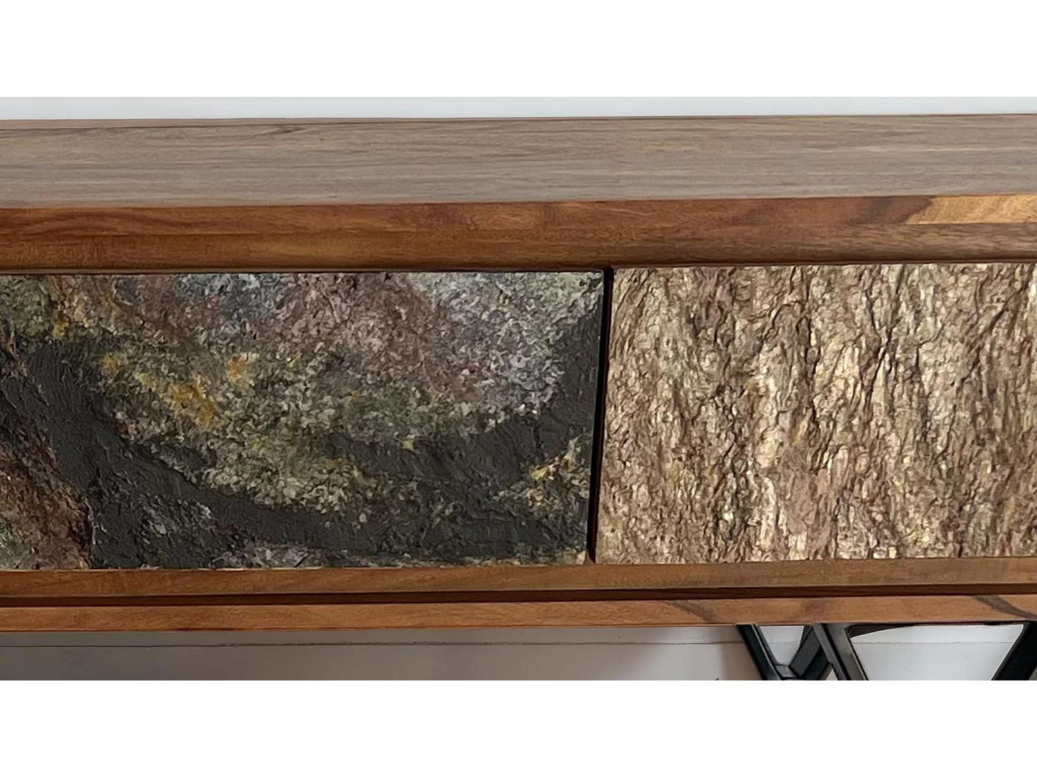 Meuble TV Sheesham 160 cm Bois Massif Métal Noir Style Industriel