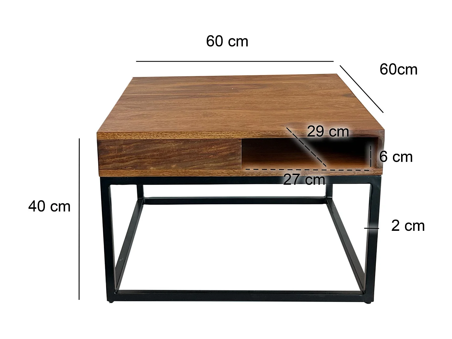 Table basse table de canapé en bois massif 60 cm table de salon carrée