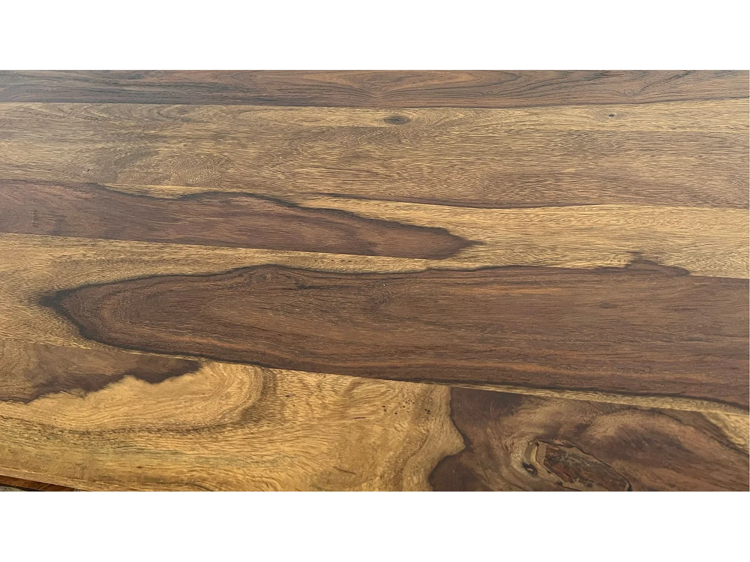 Table Basse Bois Sheesham 115 cm Tiroirs Métal Style Industriel