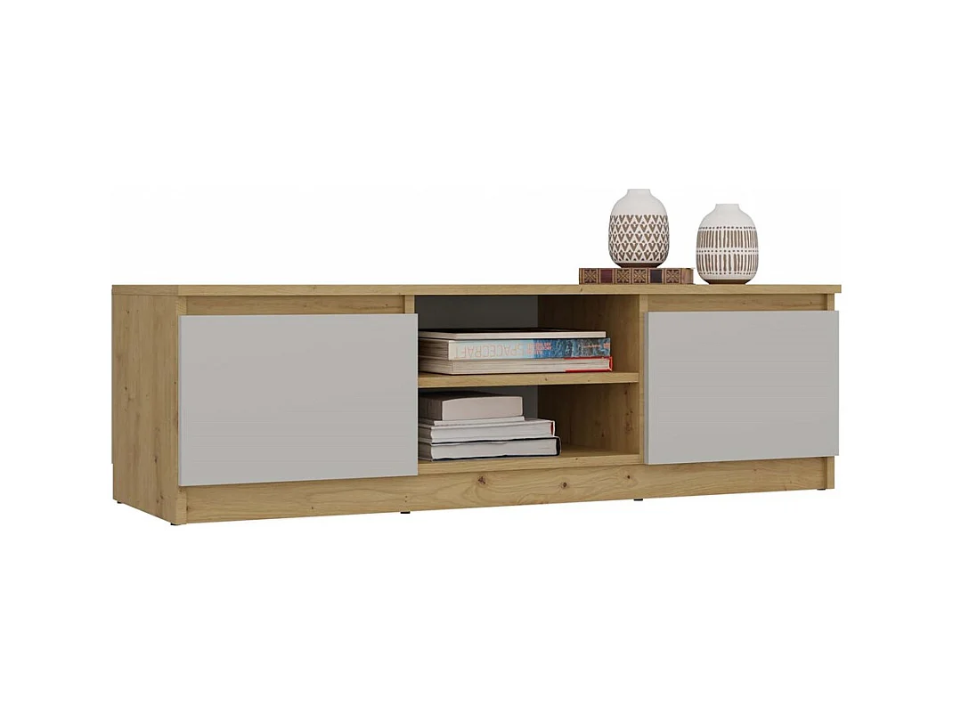 TIVOLI - Meuble TV style moderne - 120x40x36cm - 2 niches + 2 portes - Rangement matériel télé/audio