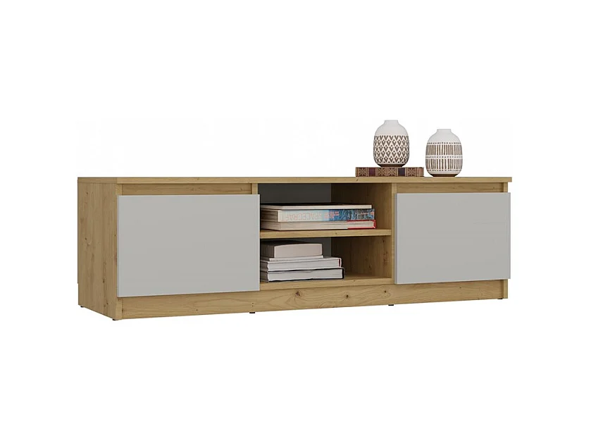 TIVOLI - Meuble TV style moderne - 120x40x36cm - 2 niches + 2 portes - Rangement matériel télé/audio