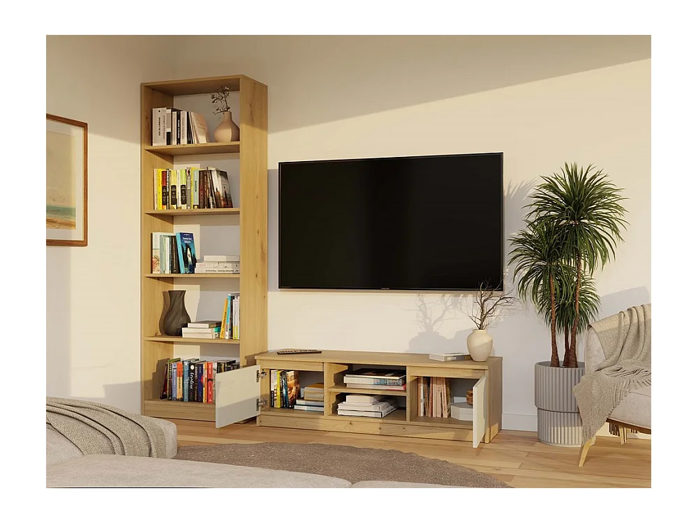 MALWA Szafka RTV | Dąb Artisan/Kaszmir | 120x40x36 | Nowoczesna Szafka