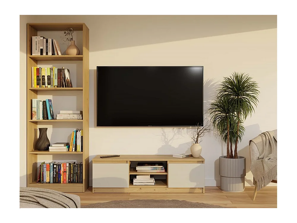 MALWA Szafka RTV | Dąb Artisan/Kaszmir | 120x40x36 | Nowoczesna Szafka