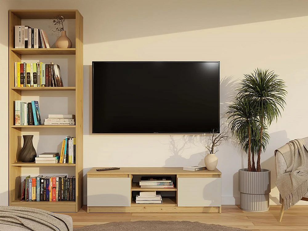 MALWA Szafka RTV | Dąb Artisan/Kaszmir | 120x40x36 | Nowoczesna Szafka