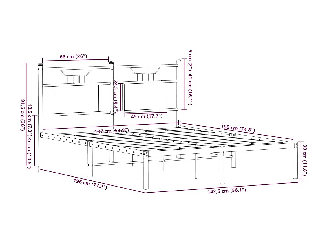 Bettgestell ohne Matratze Räuchereiche 137x190 cm Holzwerkstoff