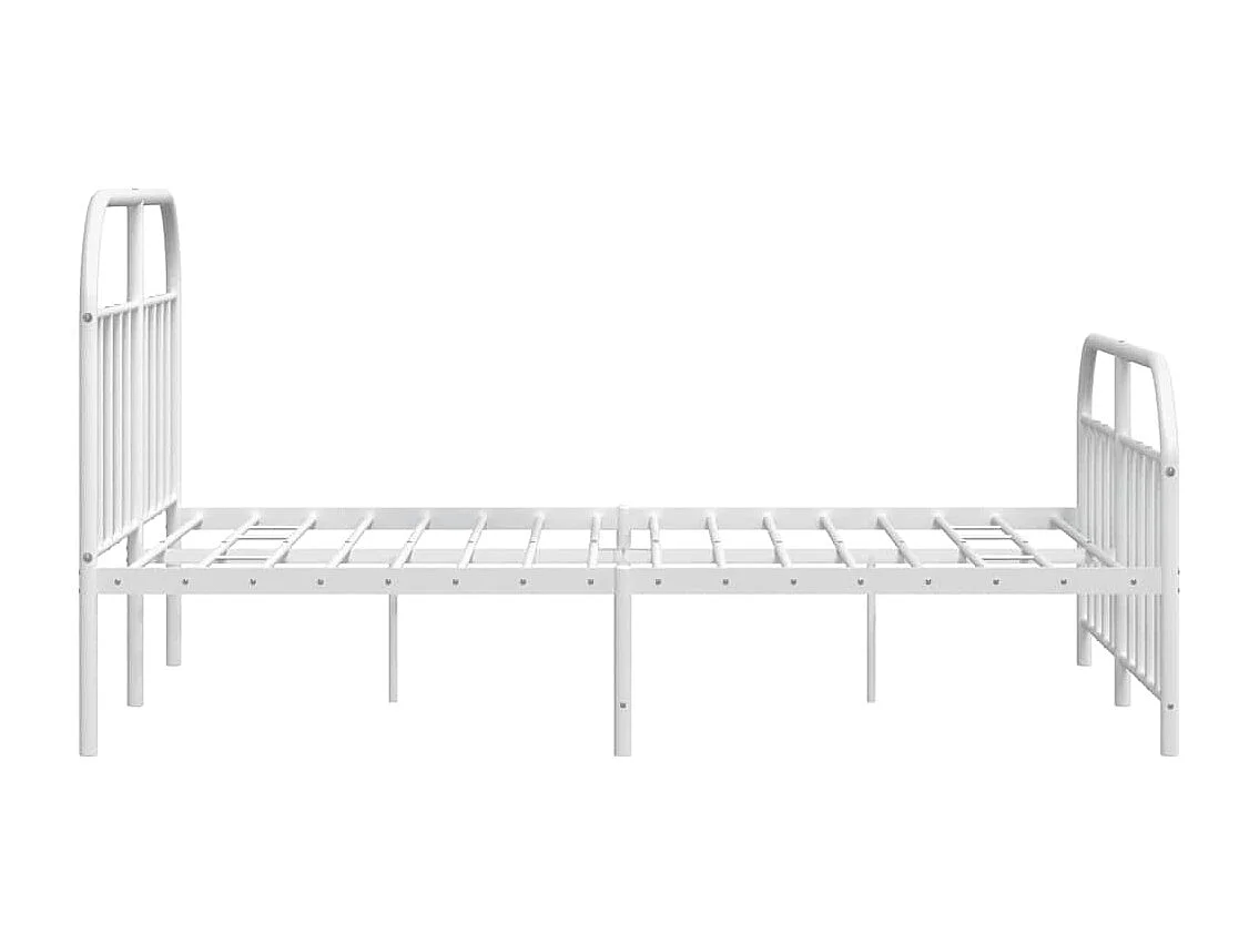 Cadre de lit métal sans matelas et pied de lit blanc 183x213 cm