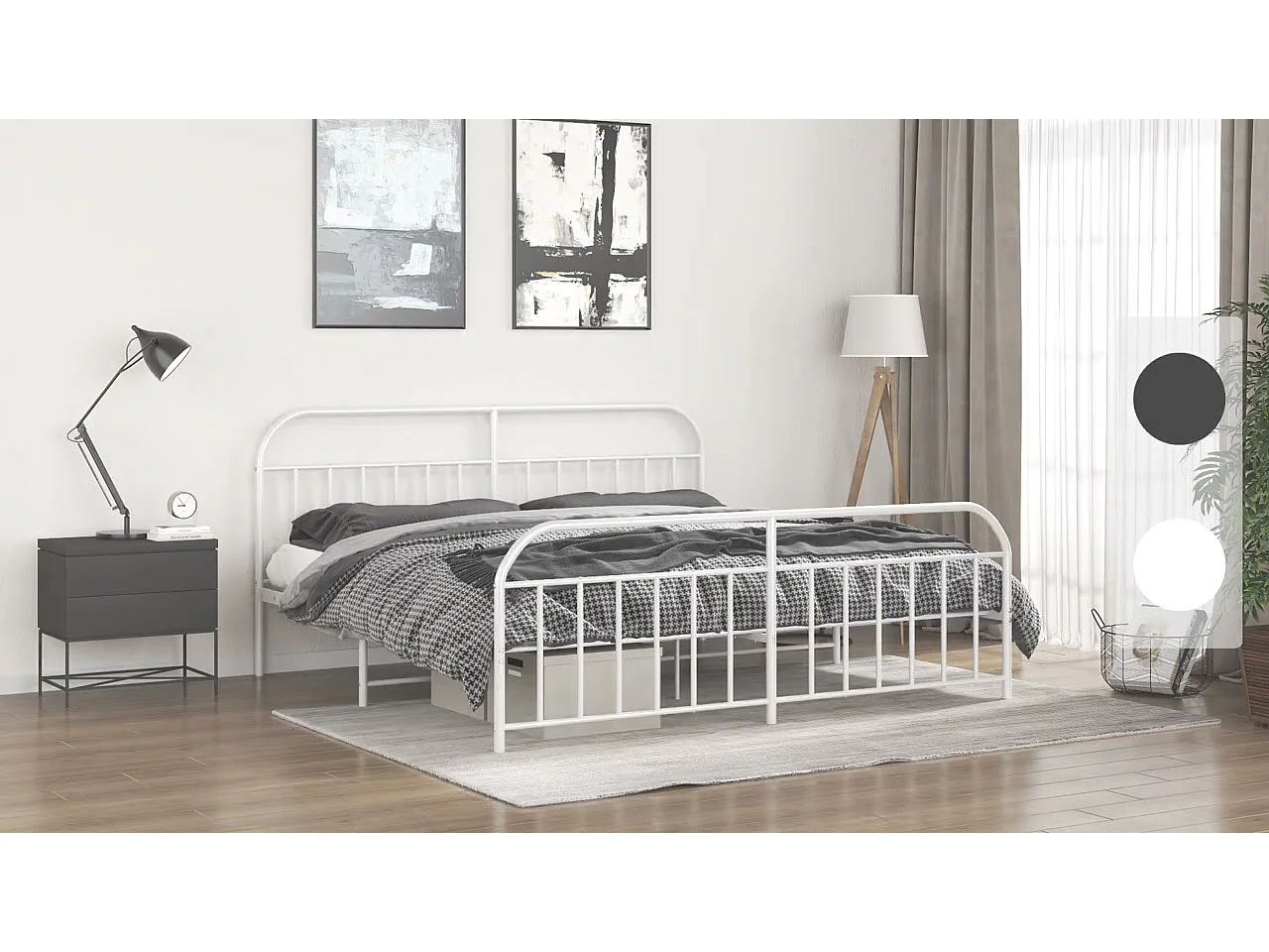 Bedframe met hoofd- en voeteneinde metaal wit 183x213 cm