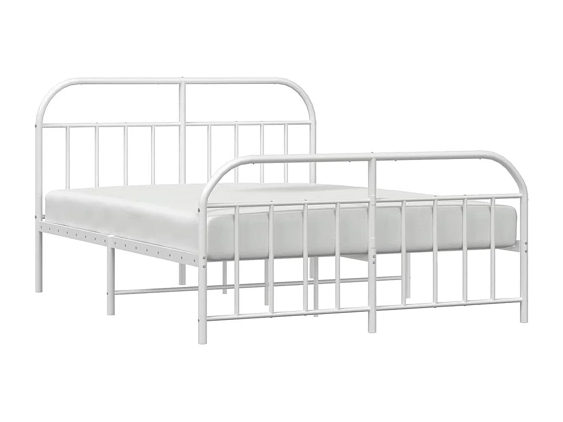 Cadre de lit métal sans matelas et pied de lit blanc 183x213 cm