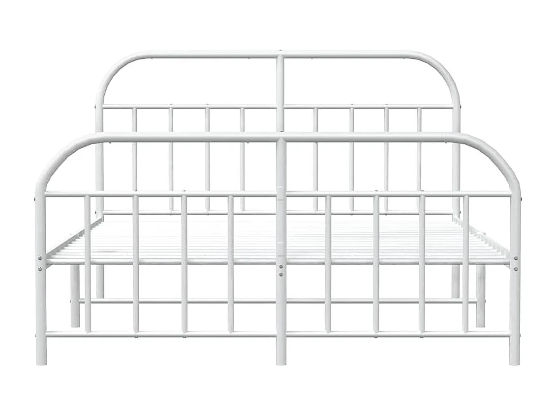 Cadre de lit métal sans matelas et pied de lit blanc 183x213 cm
