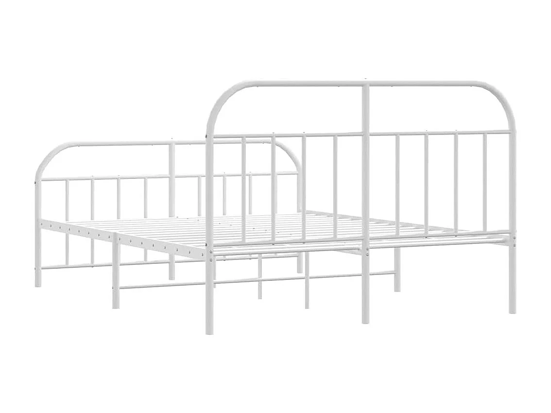 Cadre de lit métal sans matelas et pied de lit blanc 183x213 cm