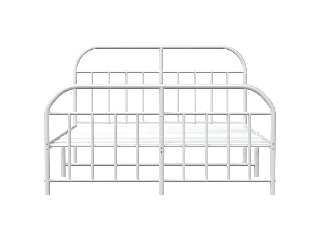 Cadre de lit métal sans matelas et pied de lit blanc 183x213 cm