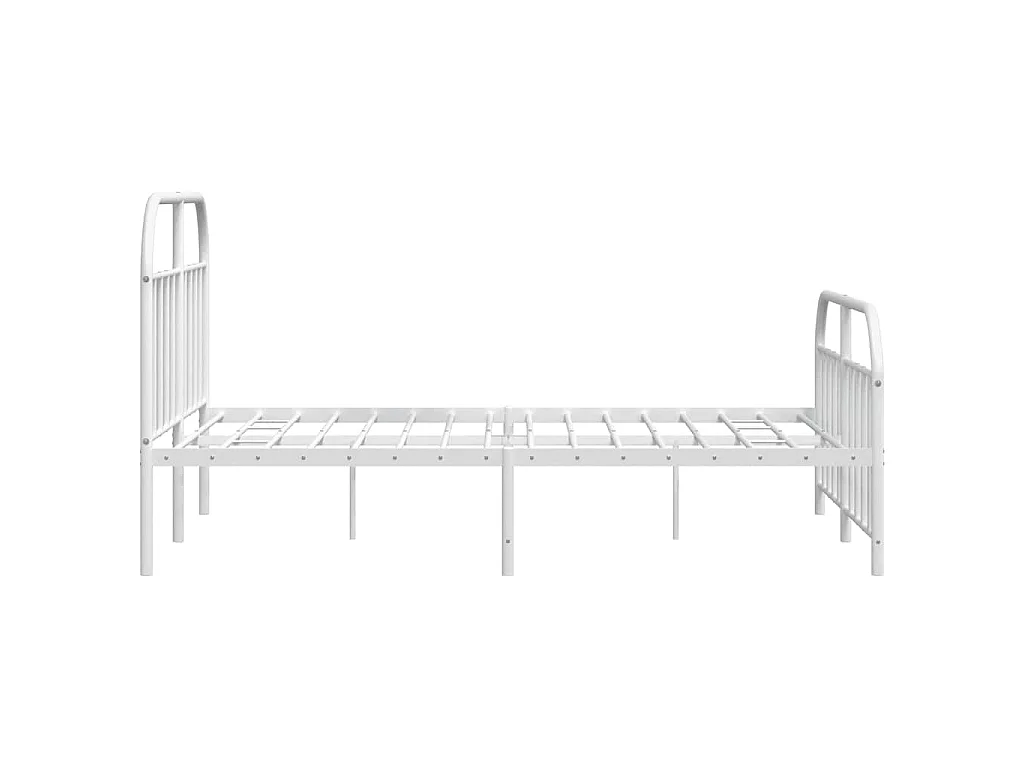 Cadre de lit métal sans matelas et pied de lit blanc 183x213 cm