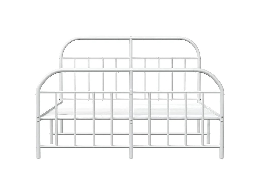 Cadre de lit métal sans matelas et pied de lit blanc 183x213 cm