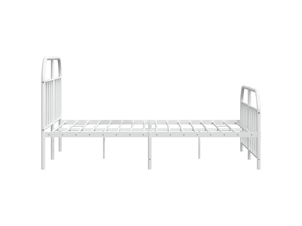 Cadre de lit métal sans matelas et pied de lit blanc 183x213 cm