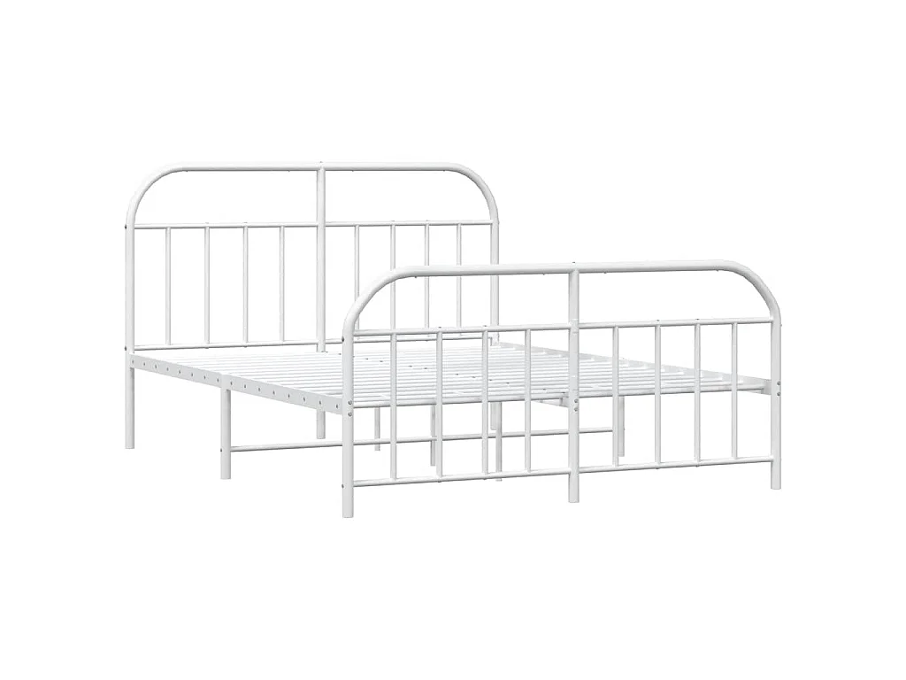 Cadre de lit métal sans matelas et pied de lit blanc 183x213 cm