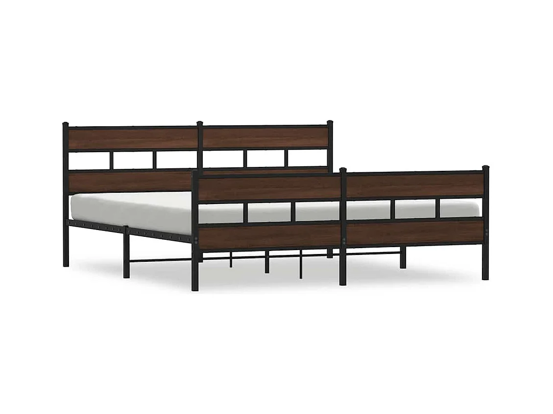Cadre de lit en métal sans matelas chêne marron 183x213 cm