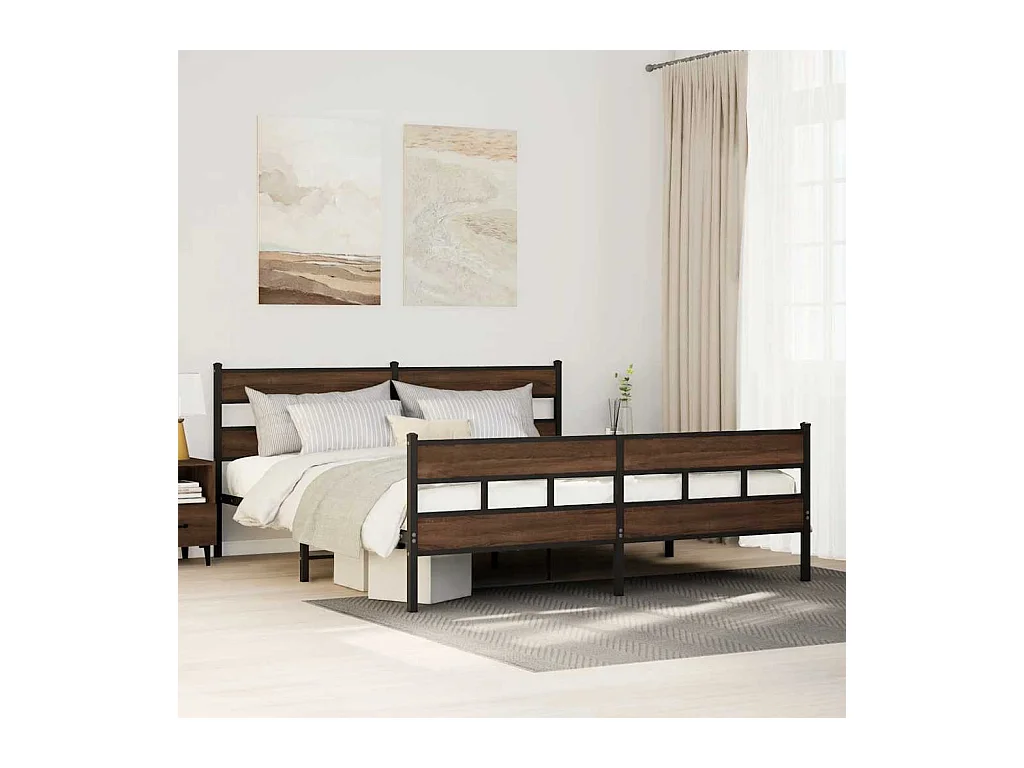 Bedframe zonder matras metaal bruin eikenkleur 183x213 cm