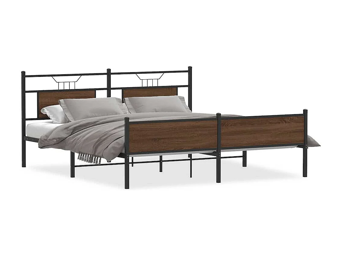 Cadre de lit en métal sans matelas chêne marron 183x213 cm