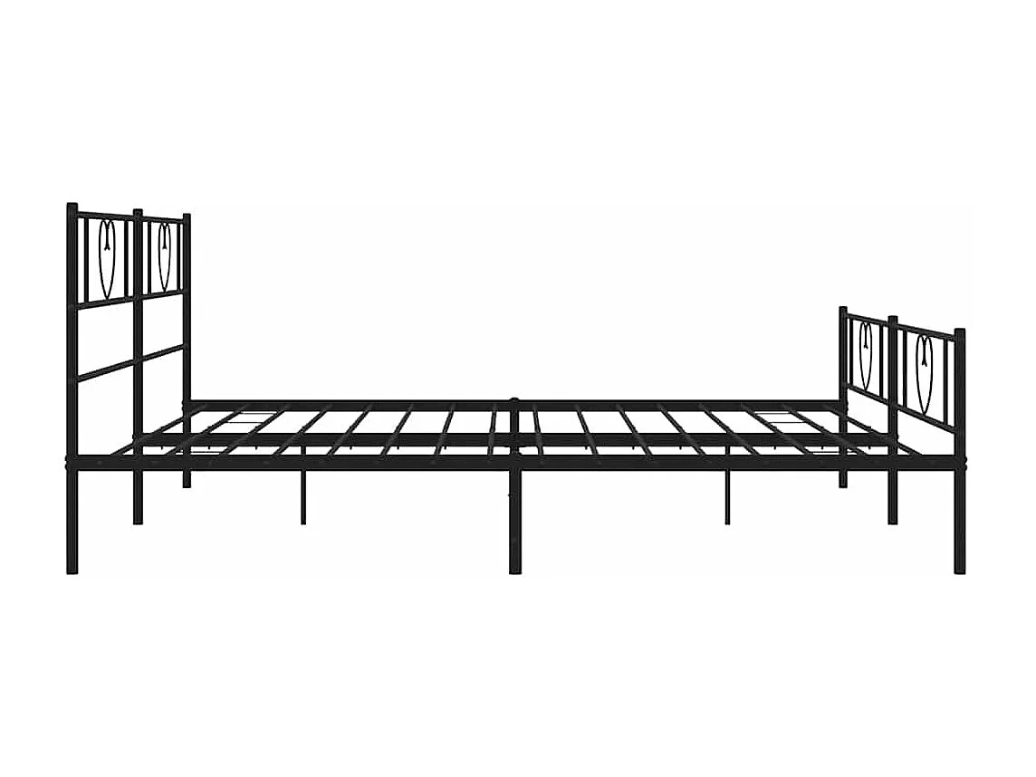 Cadre de lit métal sans matelas avec pied de lit noir 183x213cm