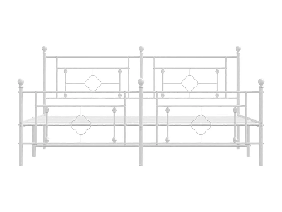 Bettgestell mit Kopf- und Fußteil Metall Weiß 183x213 cm