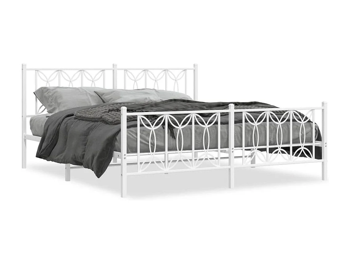 Bedframe met hoofd- en voeteneinde metaal wit 183x213 cm