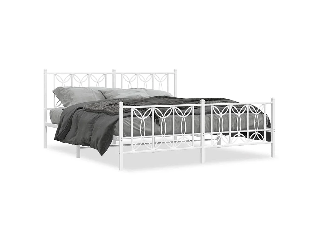 Estructura cama sin colchón con estribo metal blanco 183x213 cm