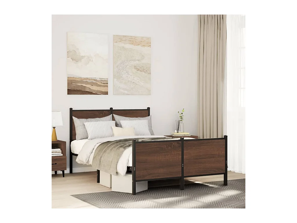 Giroletto senza Materaso in Metallo Rovere Marrone 137x190 cm