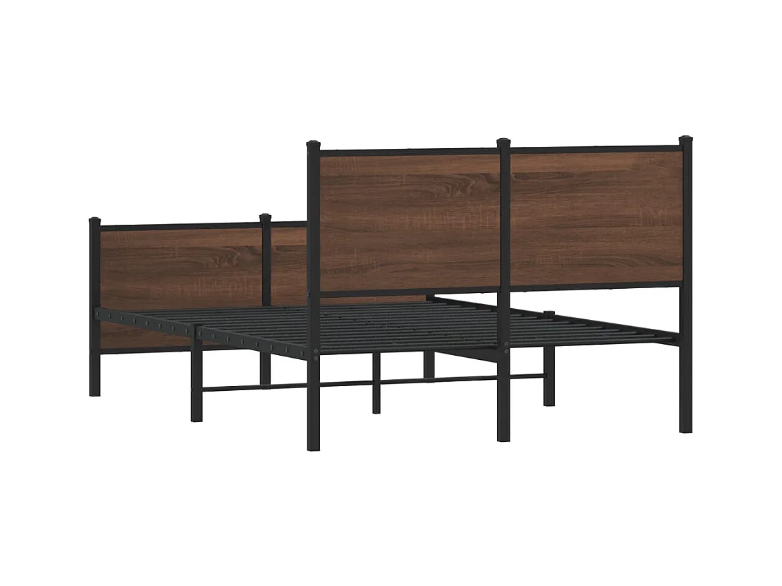 Metallbett ohne Matratze Braun Eichen-Optik 137x190 cm