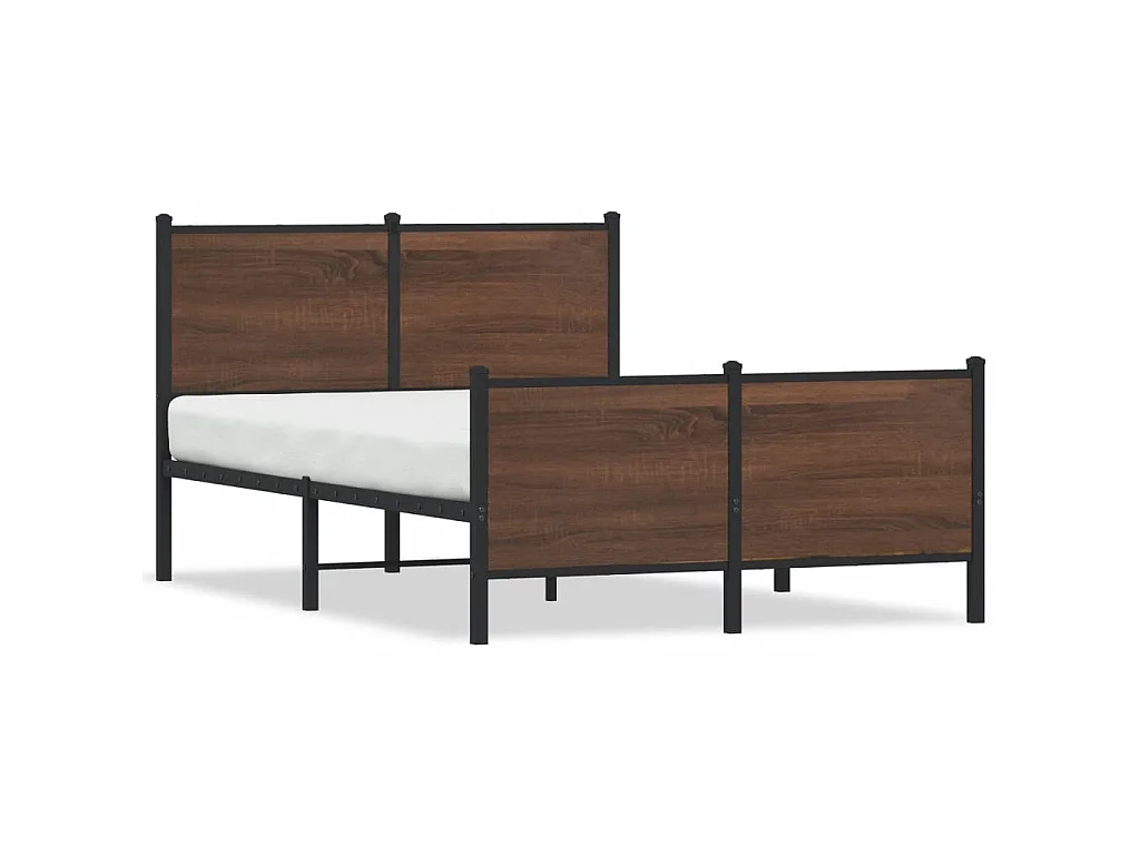 Estrutura de cama sem colchão 137x190cm metal carvalho castanho