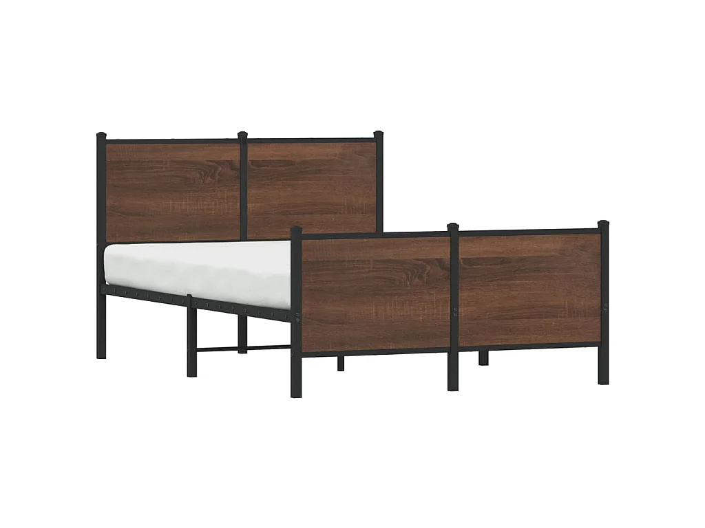 Estrutura de cama sem colchão 137x190cm metal carvalho castanho