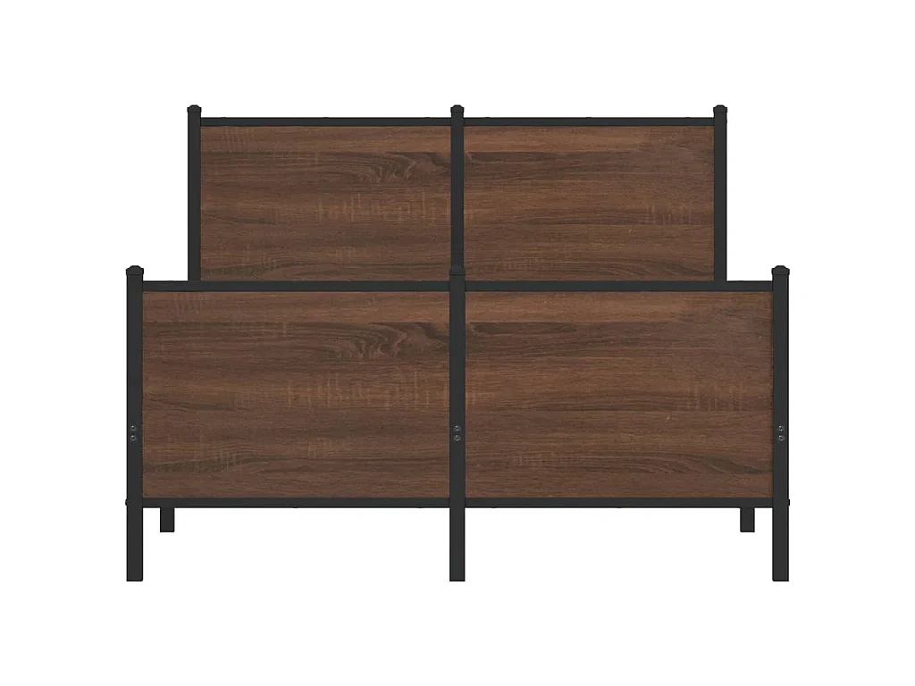 Estrutura de cama sem colchão 137x190cm metal carvalho castanho