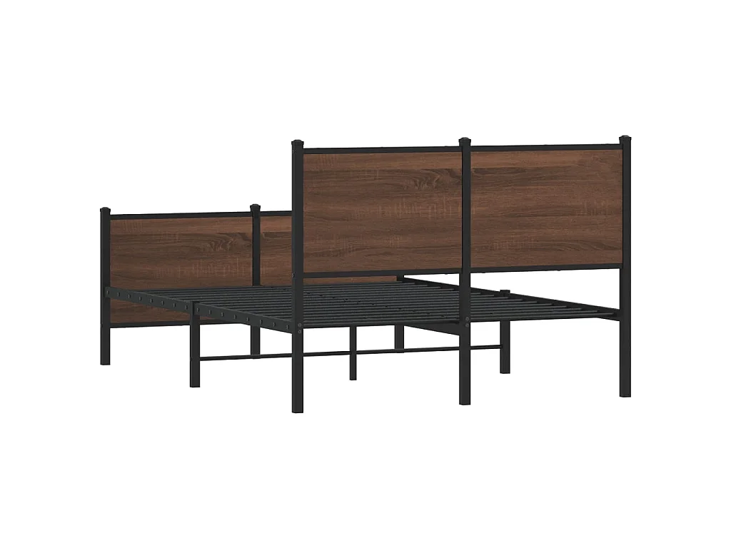 Estrutura de cama sem colchão 137x190cm metal carvalho castanho
