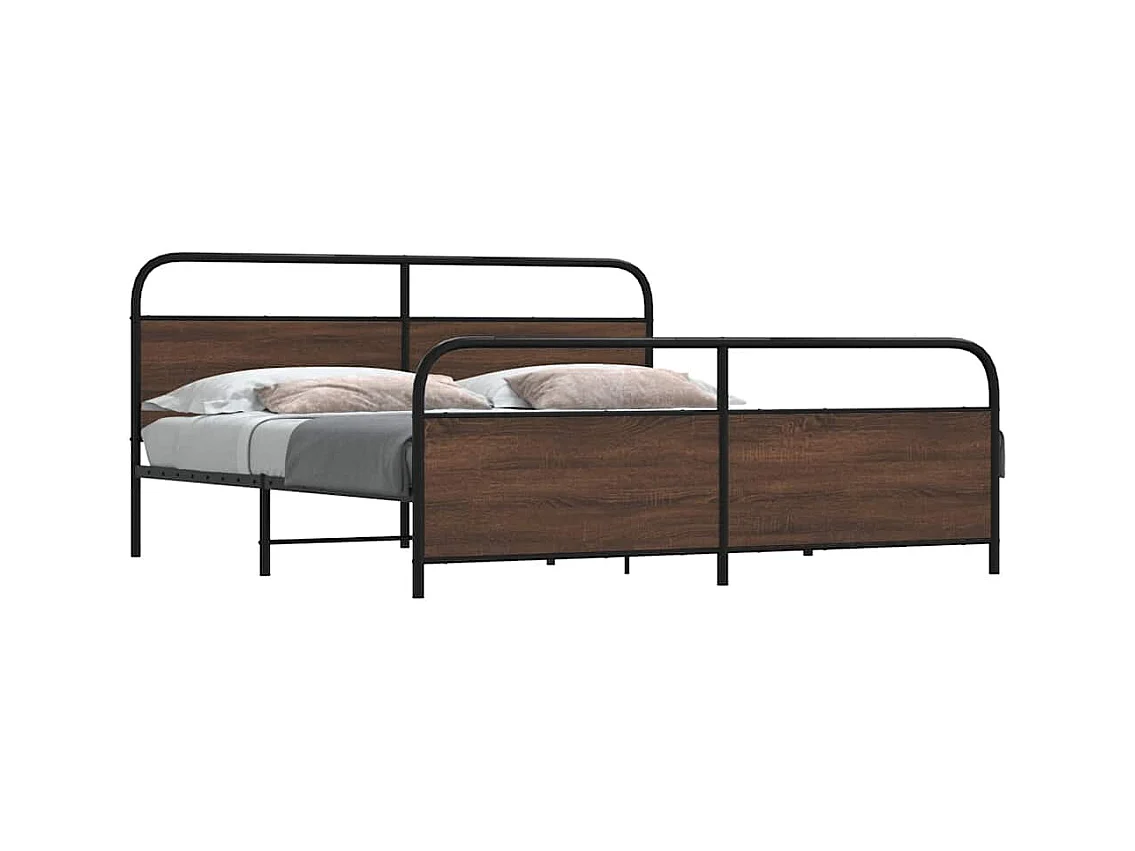 Bedframe zonder matras metaal bruin eikenkleur 183x213 cm
