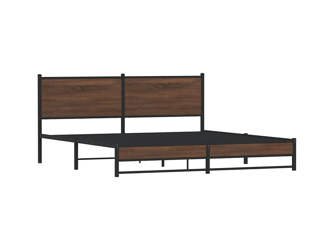 Cadre de lit en métal sans matelas chêne marron 183x213 cm