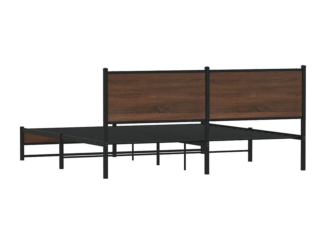 Metallbett ohne Matratze Braun Eichen-Optik 183x213 cm