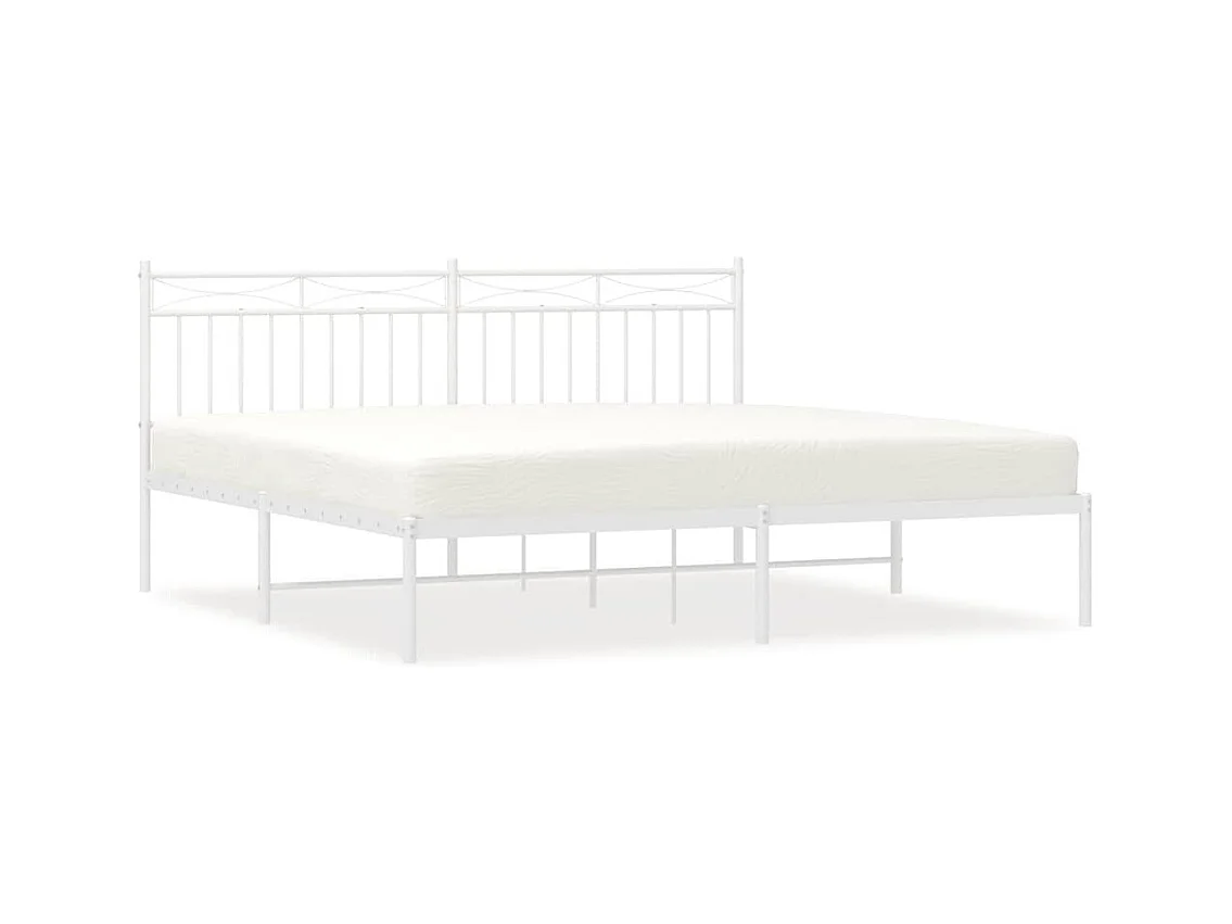 Cadre de lit métal sans matelas et tête de lit blanc 183x213 cm