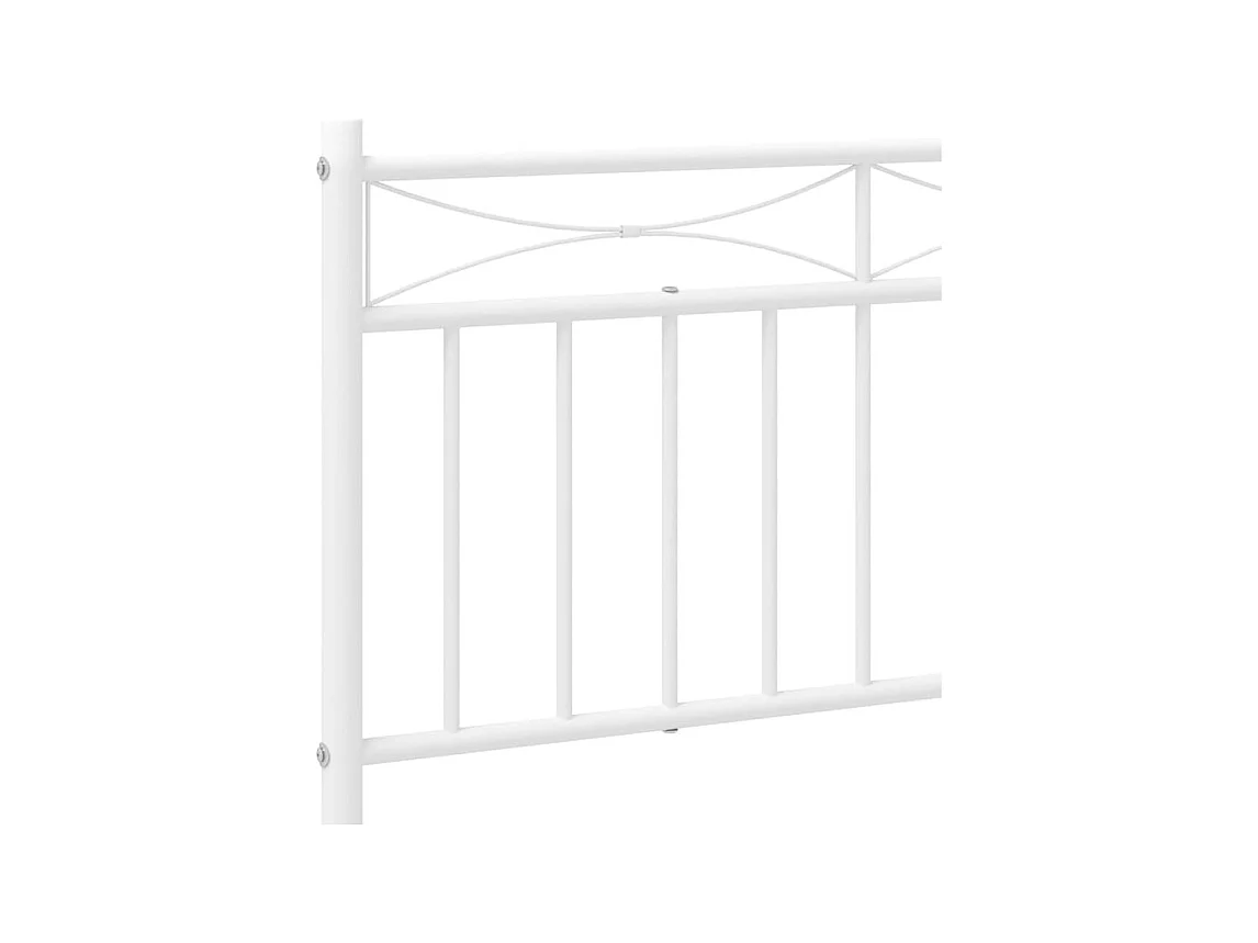 Cadre de lit métal sans matelas et tête de lit blanc 183x213 cm