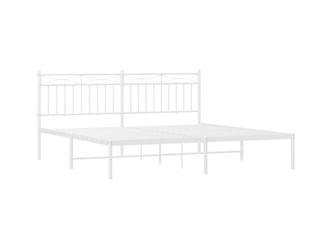 Cadre de lit métal sans matelas et tête de lit blanc 183x213 cm