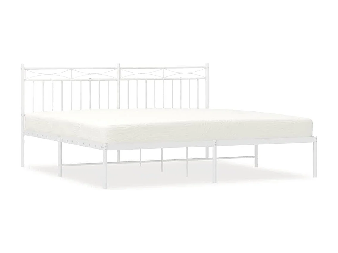 Cadre de lit métal sans matelas et tête de lit blanc 183x213 cm