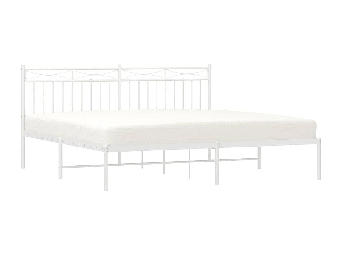 Cadre de lit métal sans matelas et tête de lit blanc 183x213 cm