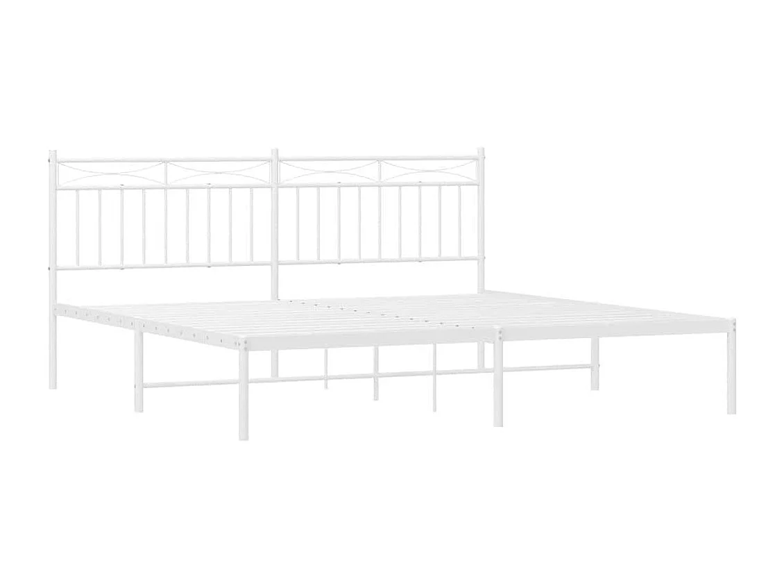 Cadre de lit métal sans matelas et tête de lit blanc 183x213 cm