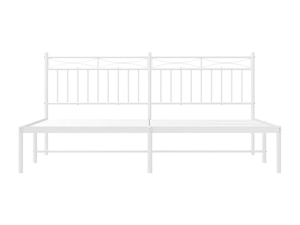 Cadre de lit métal sans matelas et tête de lit blanc 183x213 cm