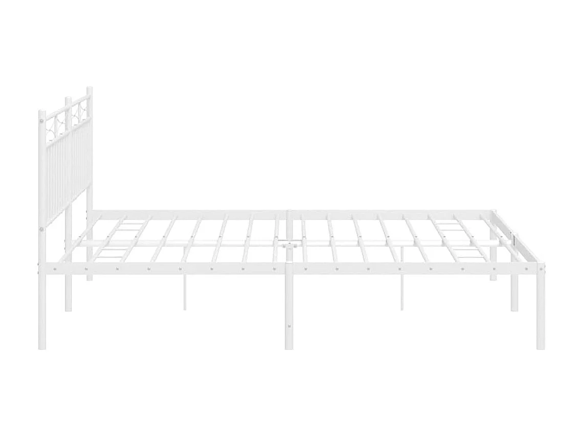Cadre de lit métal sans matelas et tête de lit blanc 183x213 cm