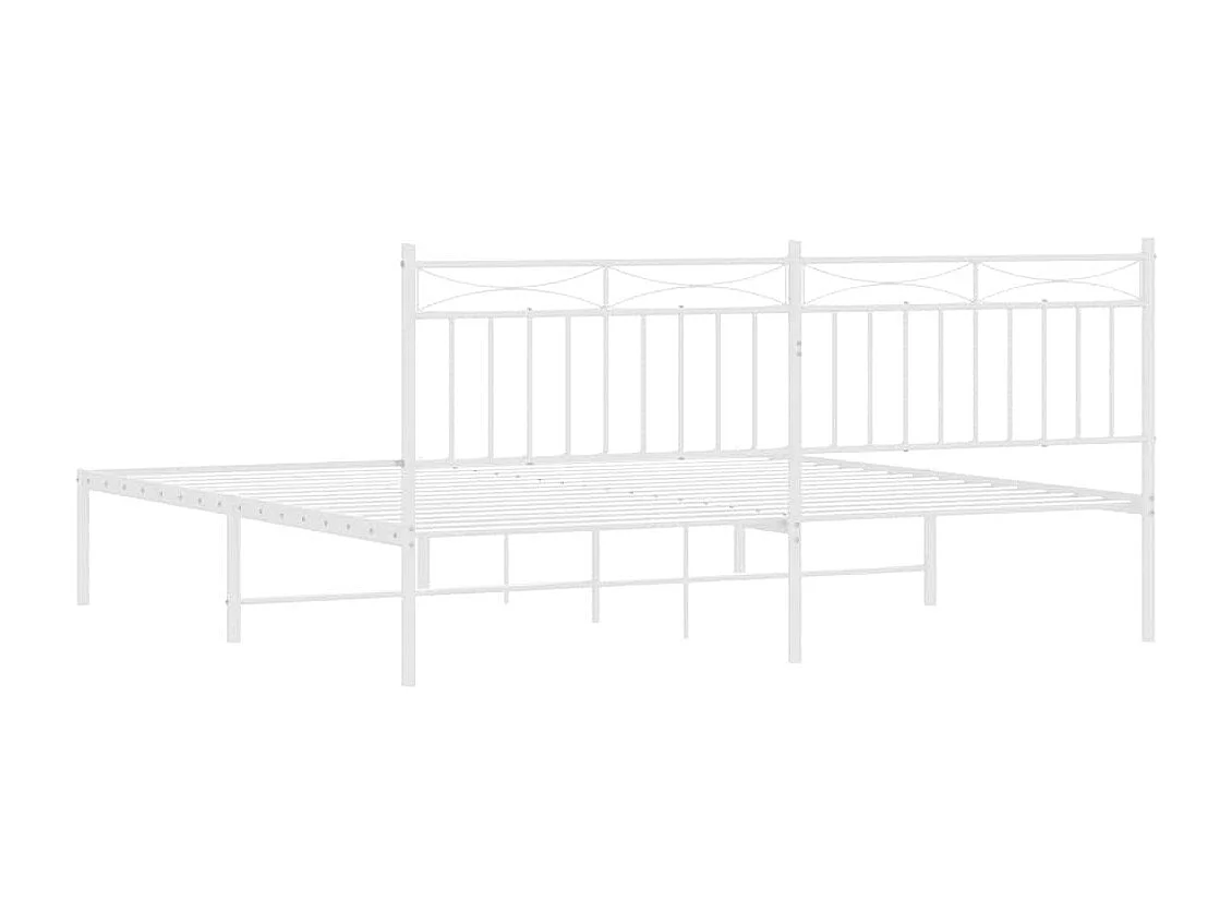 Cadre de lit métal sans matelas et tête de lit blanc 183x213 cm