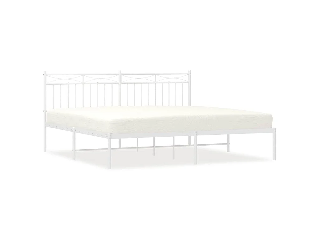 Cadre de lit métal sans matelas et tête de lit blanc 183x213 cm