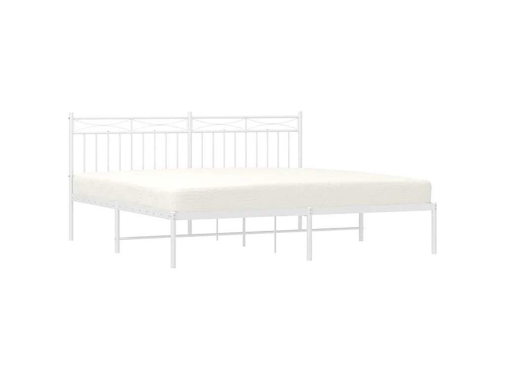 Cadre de lit métal sans matelas et tête de lit blanc 183x213 cm